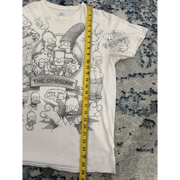 The Simpsons T-Shirt Pencil Sketch Drawing White Gray Liquid Blue Tee Size M - Picture 7 of 7